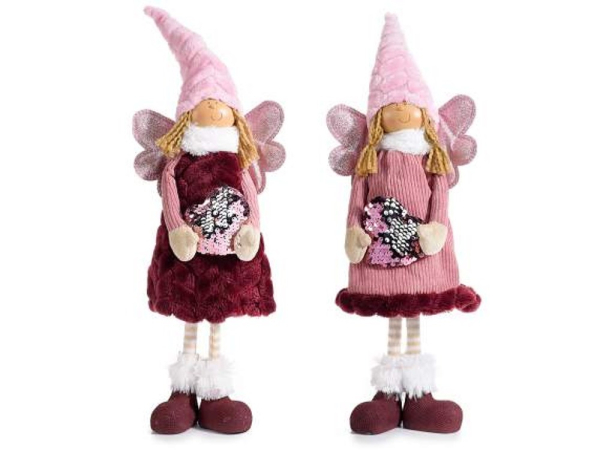 Plüsch Engel mit Pailletten-Herz 45cm 2fach